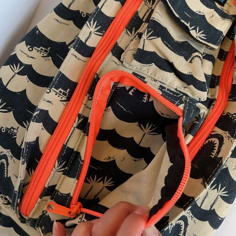 KAVU Rope Sling Bag 1 Shoulder Sling Canvas Backpack w/ Rope Shoulder Strap 20”